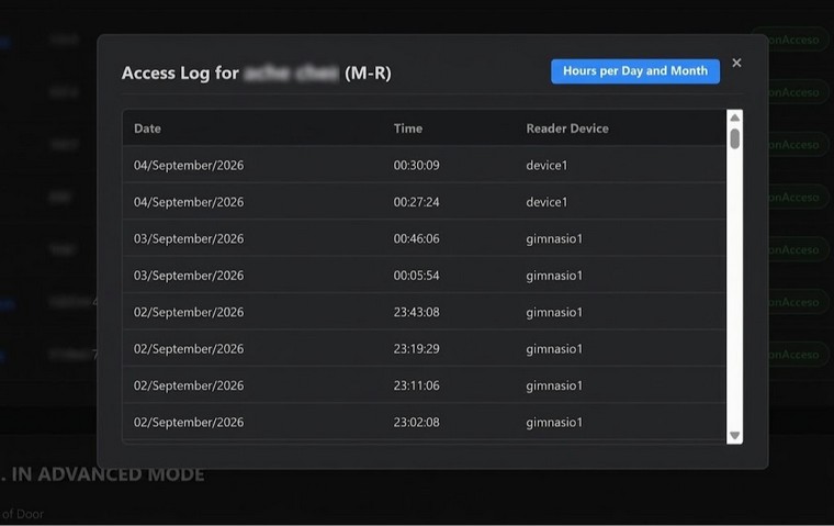 Detailed Clock-In Log Screen