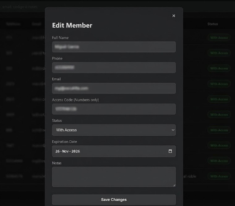 User Credentials Management Screen