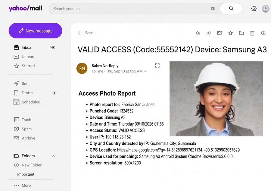 Clock-In Verification Report Email